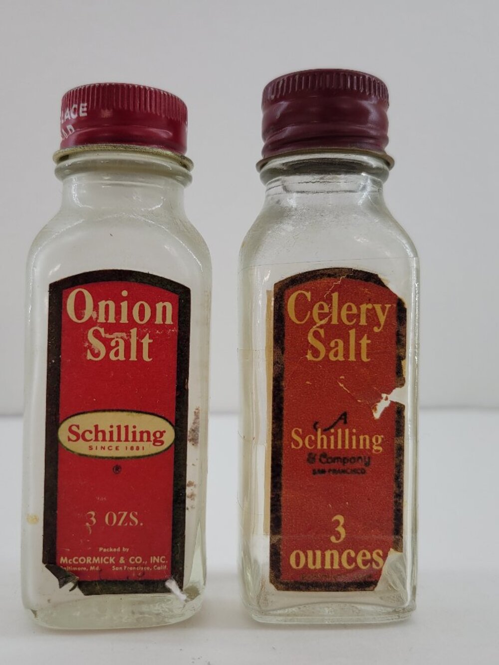 Vintage Pre-McCormick Schilling Spice Jar Onion / Celery Salt 3 oz BOTTLE 50s